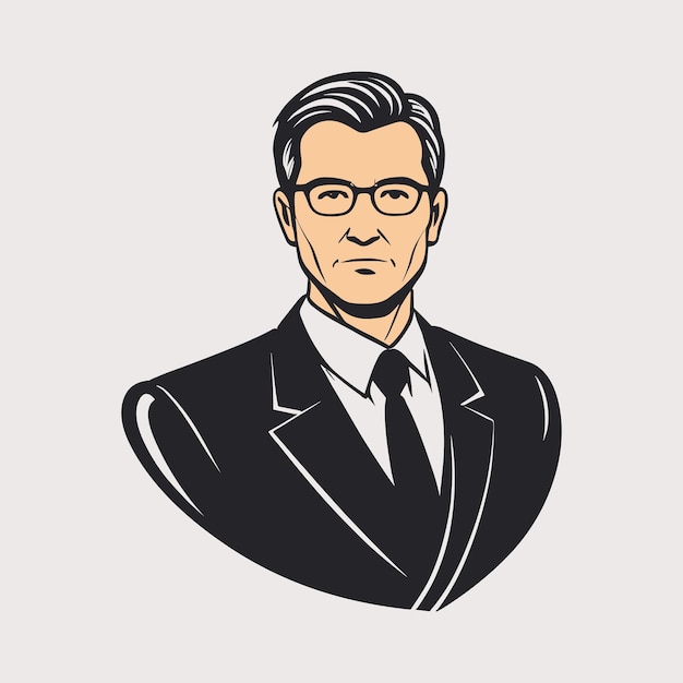 Portrait of a man in a suit and glasses Vector illustration