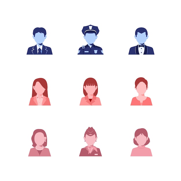 Portrait of a man and woman avatar for a social network profile jobs vector flat illustration