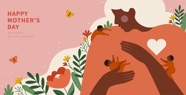 Vector portrait of motherhood concept