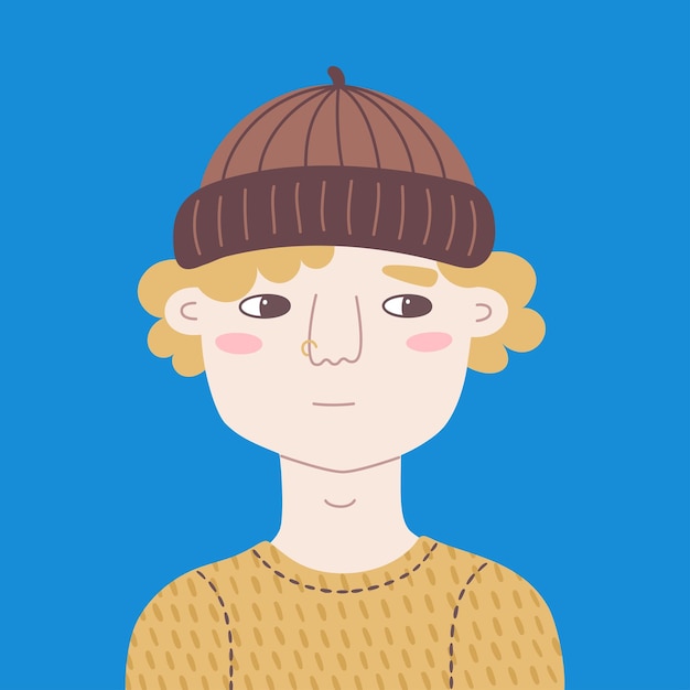 Портрет неулыбчивого подростка в вязаной шапке
