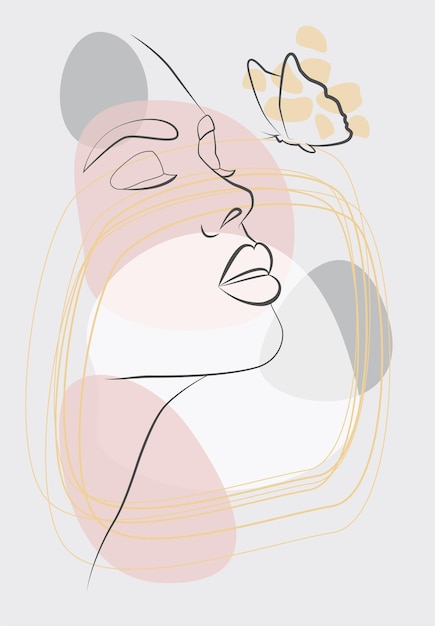 Portrait in one line Modern minimalist style illustration for posters avatars