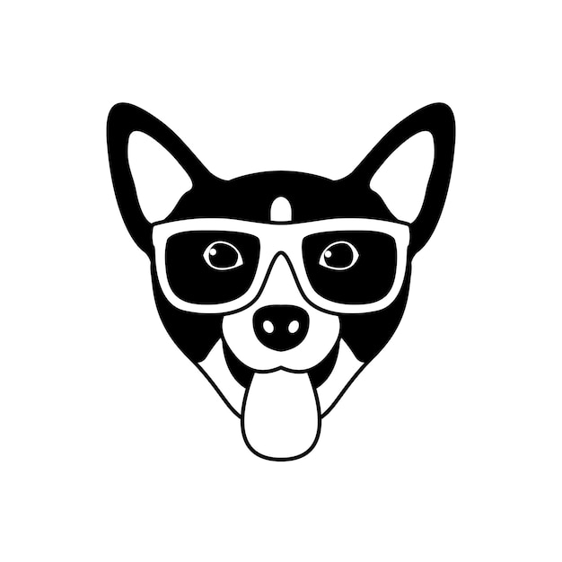 Portrait of Pembroke Welsh Corgi with glasses