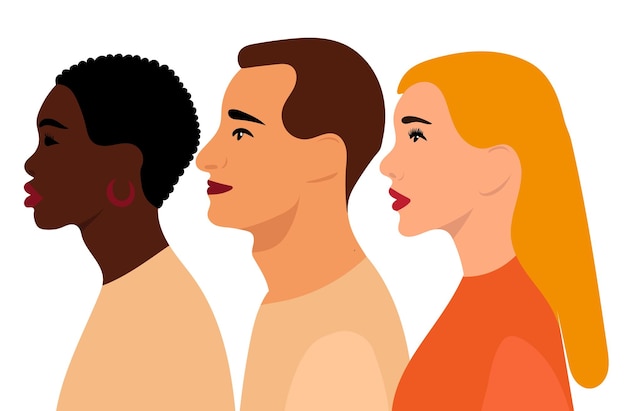Portrait people flat design isolated on white background vector