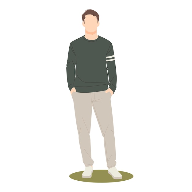 Portrait of people standing in stylish outfits vector illustration