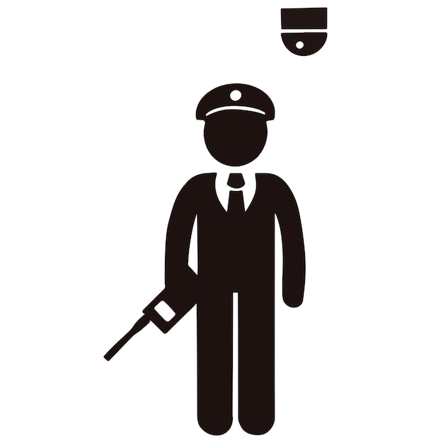 Vector portrait a police man security holding walkie talkie vector illustration