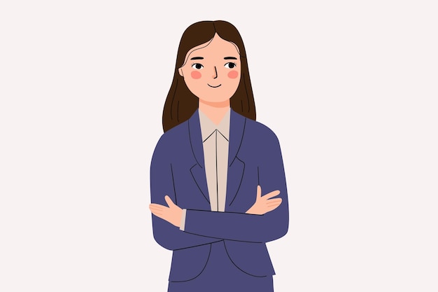 Vector portrait of professional executive woman cartoon illustration
