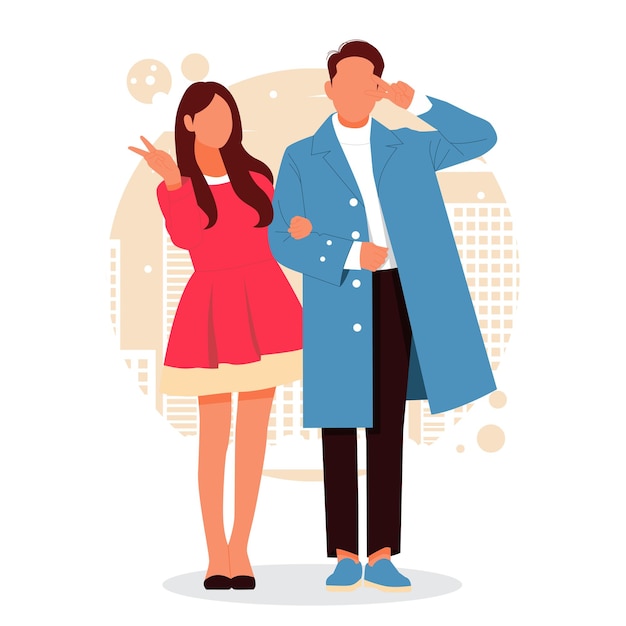 Romantic Couple Character in Different Poses. Stock Illustration -  Illustration of costume, husband: 135152526