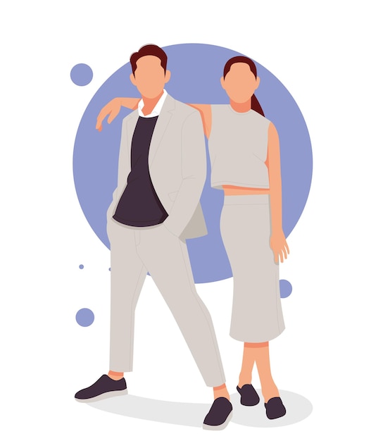 Romantic Couple Character in Different Poses. Stock Illustration -  Illustration of costume, husband: 135152526