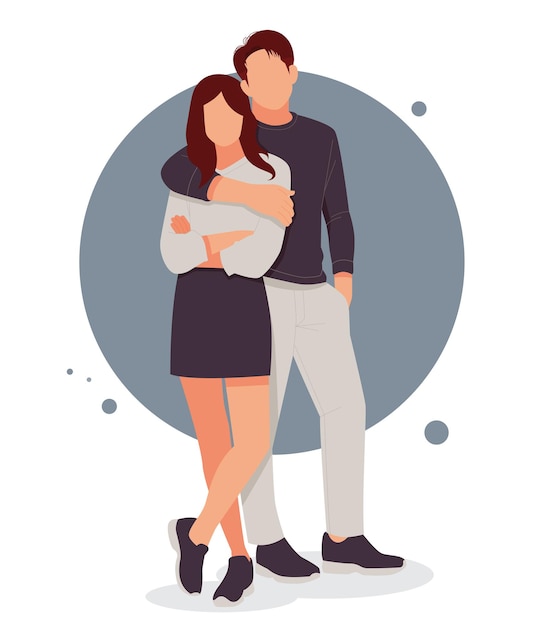 Portrait of romantic couple posing in stylish outfits