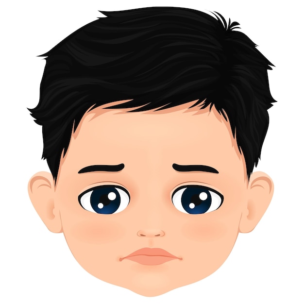 Vector portrait of sad or crying child