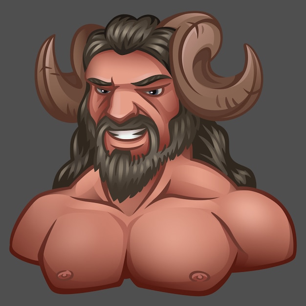 Portrait of satyr with horns