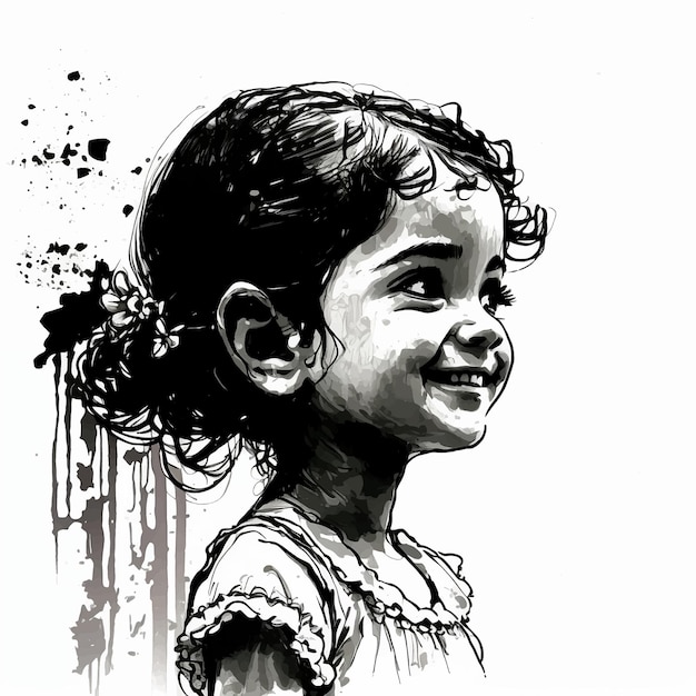 Portrait sketch ink brush