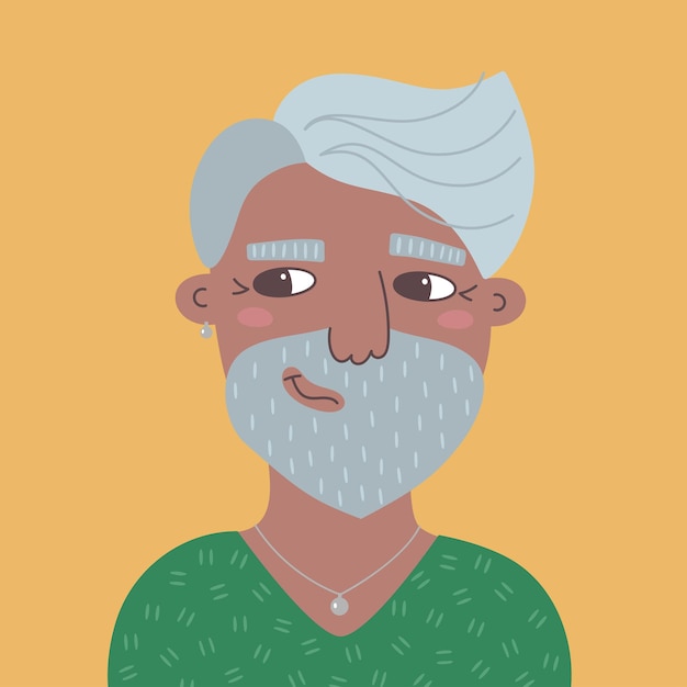 Vector portrait of smiling aged man with beard