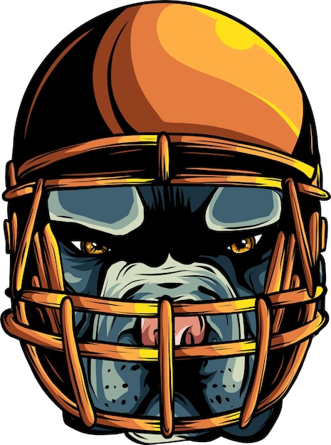 Vector portrait of the smiling dog in rugby helmet