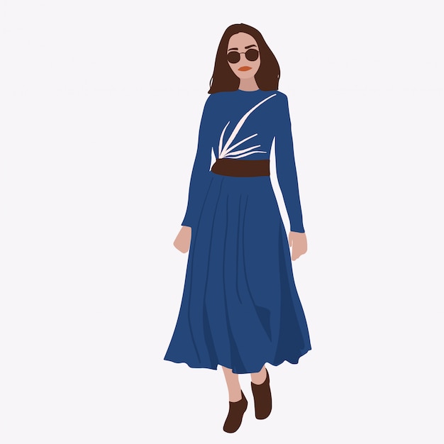 Vector portrait style girl young women fashion