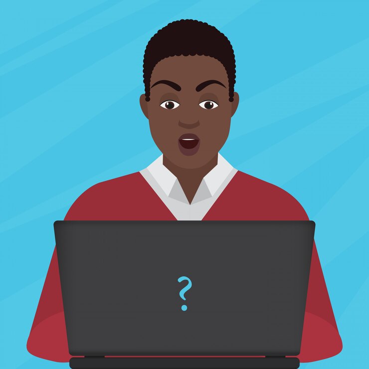 Vector  portrait of surprised african american black young man with mobile phone.