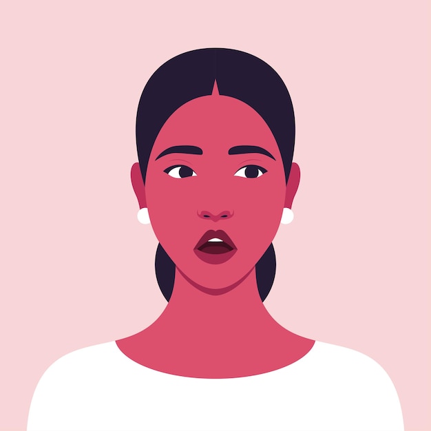 Vector portrait of a surprised woman