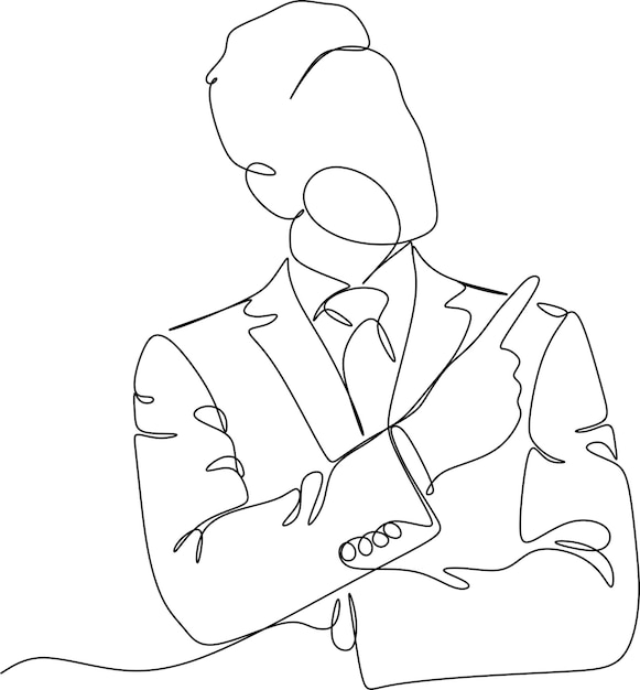 Portrait of a thoughtful businessman continuous line drawing