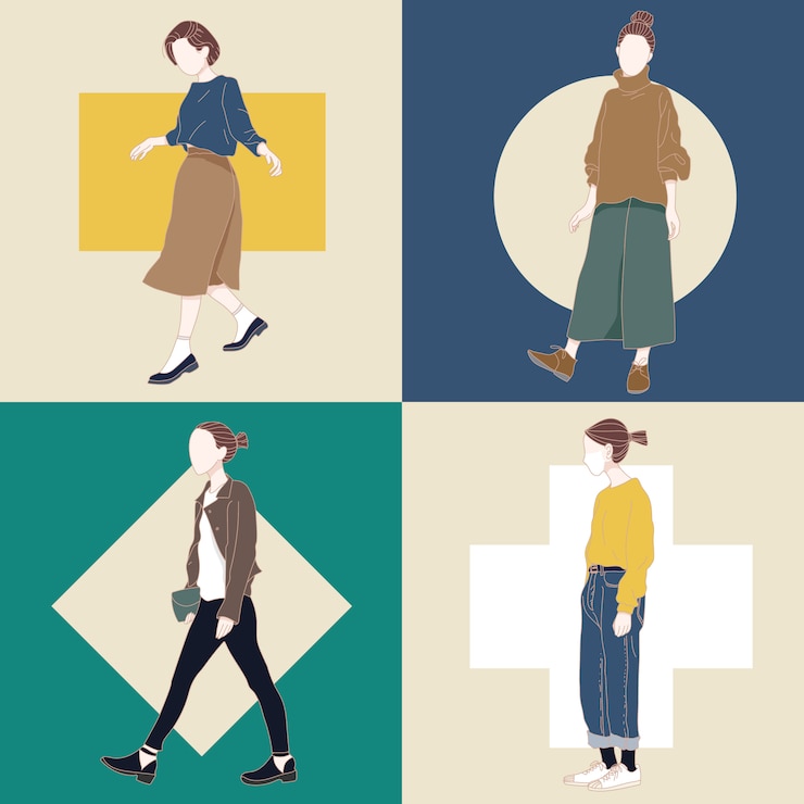 Vector portrait vector character style and casual girl on social media