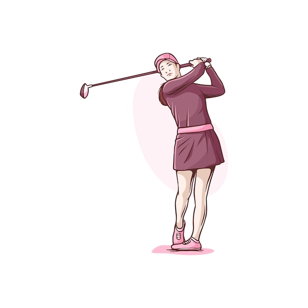portrait of woman golfer isolated illustration