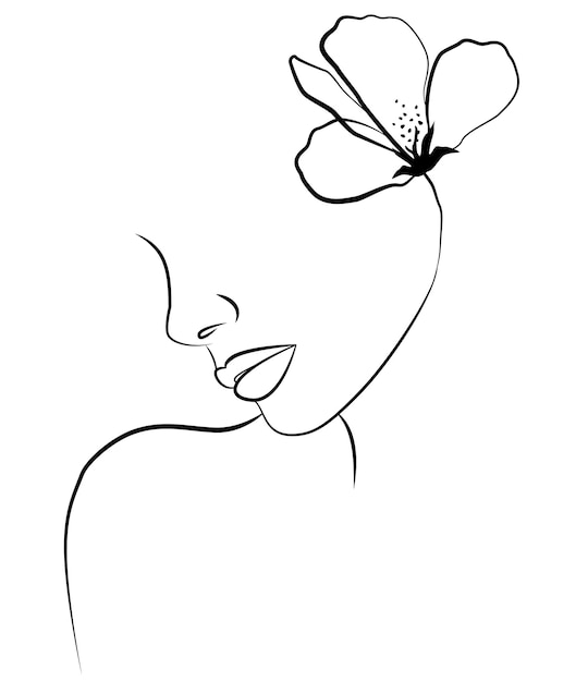 Portrait of a woman Modern Minimalist female vector linear drawing