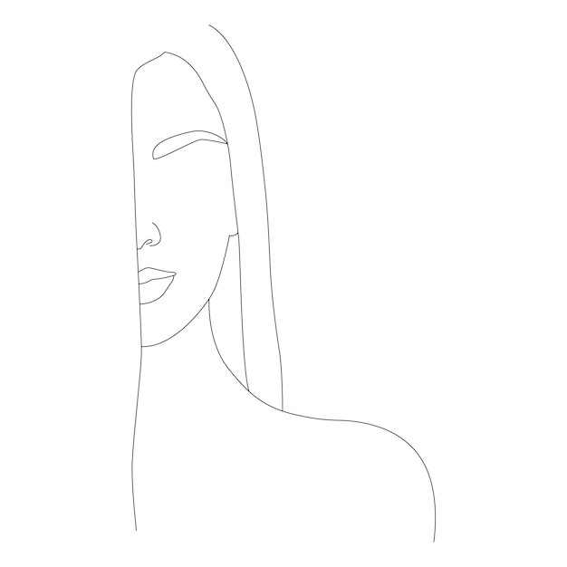 Portrait of a woman in one line Creative Composition in a Modern Minimalist Style