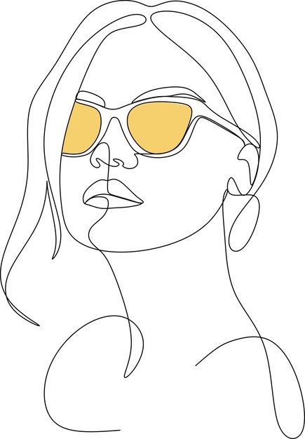 Portrait of a woman in sunglasses line art