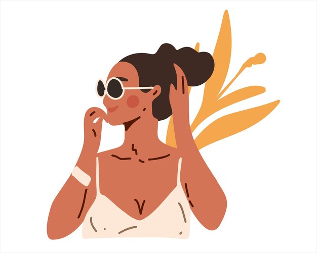 Vector portrait of a woman in sunglasses vector in cartoon style on a white background