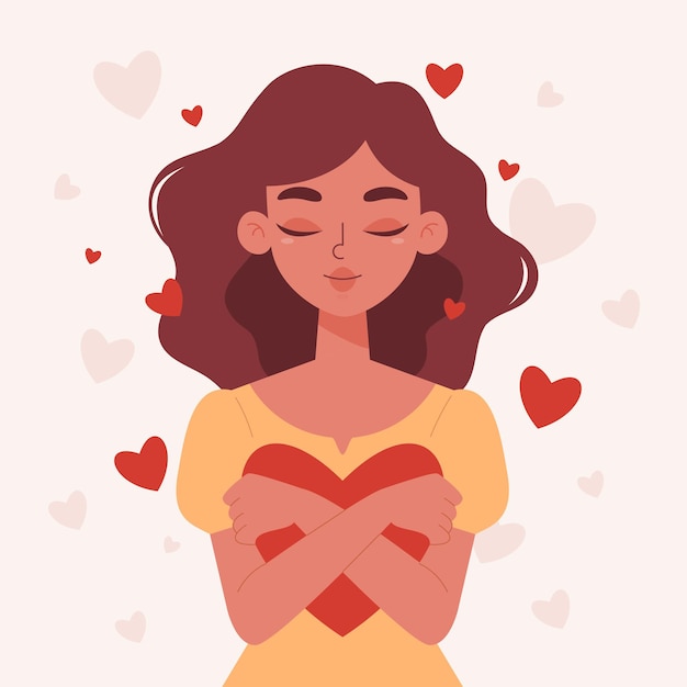 Vector portrait of a woman with love in her heart