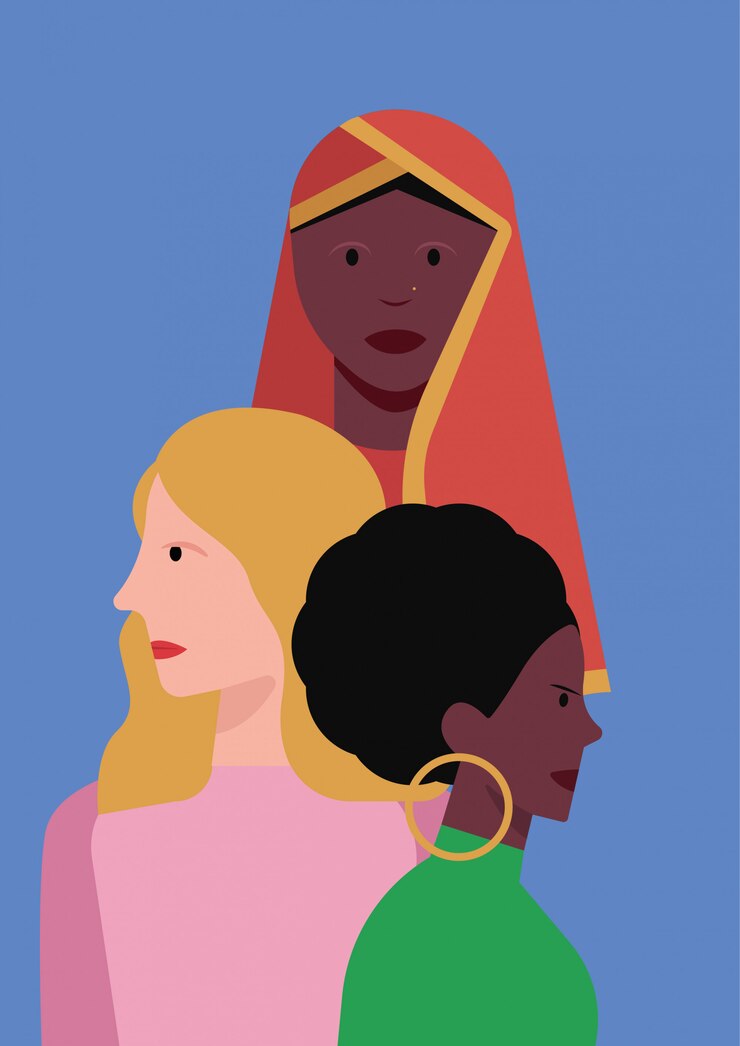 Vector portrait of women with diversity 