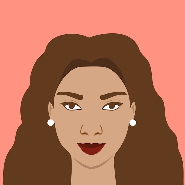 Vector portrait of a women with long wavy hair