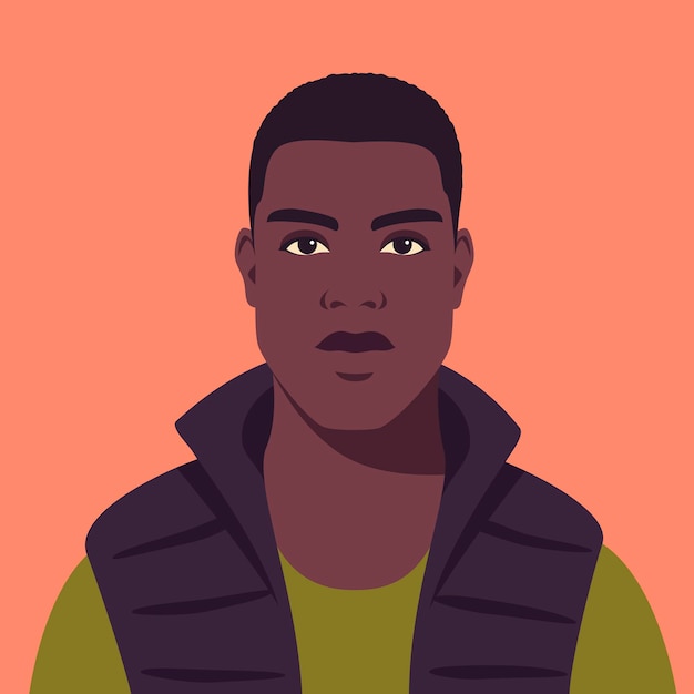 Vector portrait of young african man full face