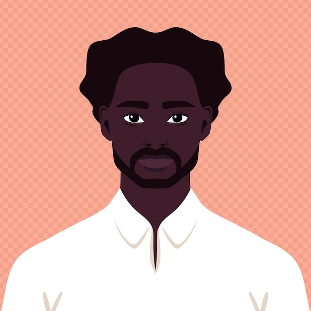 Portrait of a young African man with beard Abstract guy or a student Vector illustration