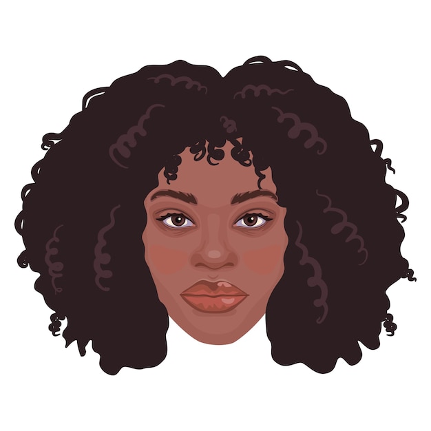 Portrait of young african woman Attractive millennial female with curly hair Avatar Vector