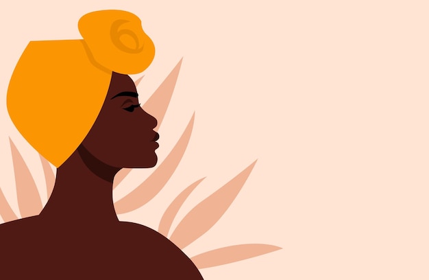 Portrait of a young African woman in profile Premium Vector