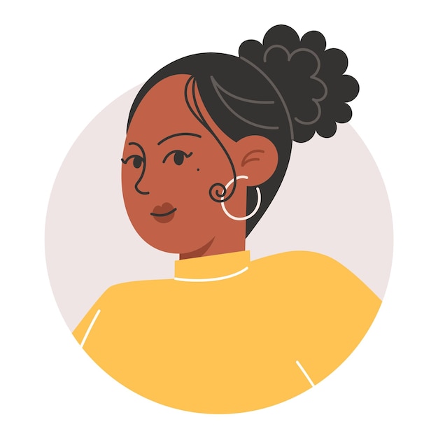 portrait of a young african woman with curly black hair for profile icon