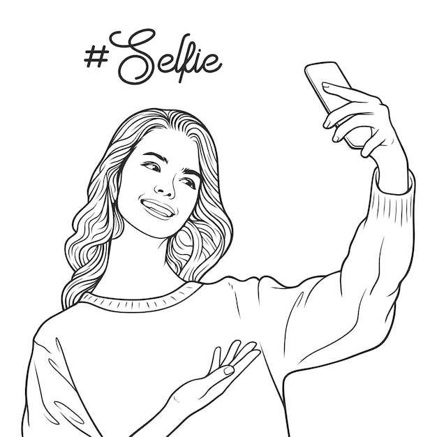 Portrait of a young attractive woman making selfie on smartphone