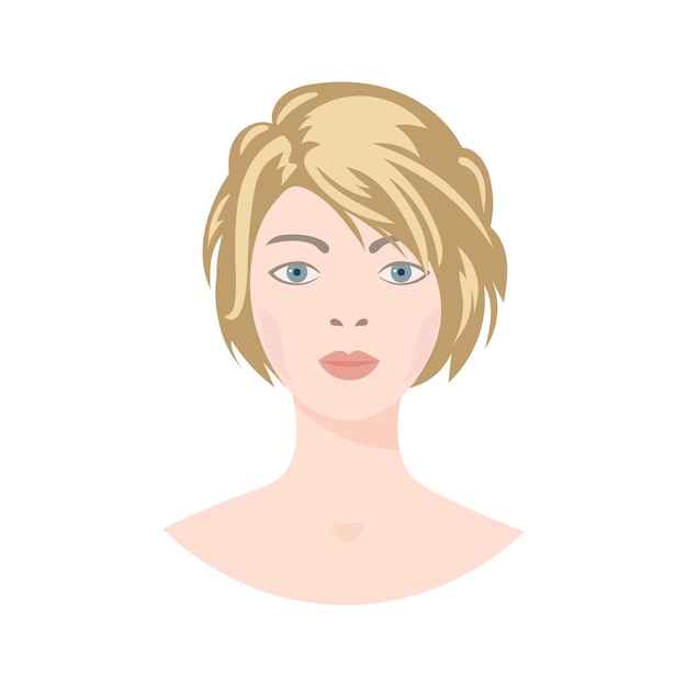 Vector portrait of a young beautiful girl with a modern haircut, avatar. illustration, vector