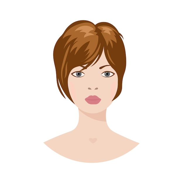 Portrait of a young beautiful girl with a modern haircut, avatar. illustration, vector