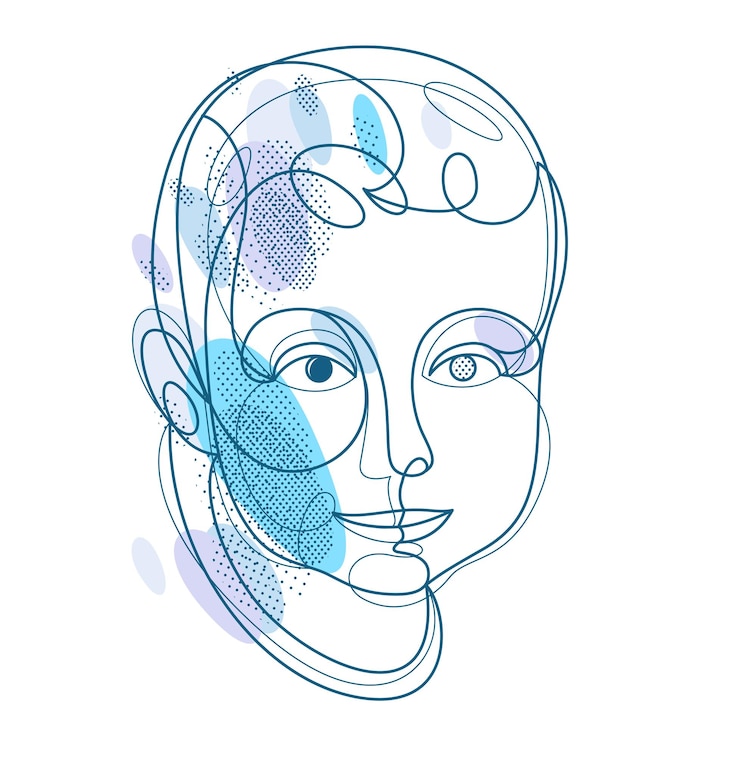 Vector portrait of a young child boy linear vector illustration isolated toddler kid artistic line art drawing