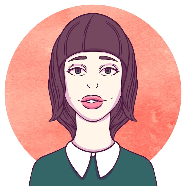 Vector portrait of young cutie girl