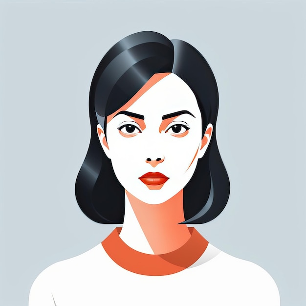 Vector portrait of a young girl in a white sweater with a short haircut a portrait of a young woman