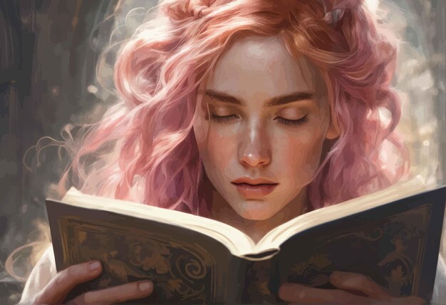 portrait of a young girl with a book in a fantasy taleportrait of a young girl with a book in a fant