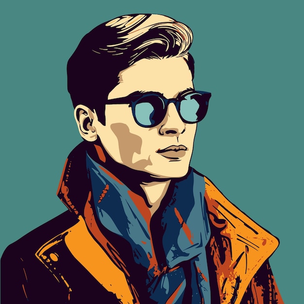 Portrait of a young guy on a bright background in the style of pop art