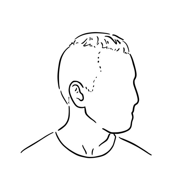 Portrait of a young guy with short hair with a tshirt doodle linear cartoon coloring