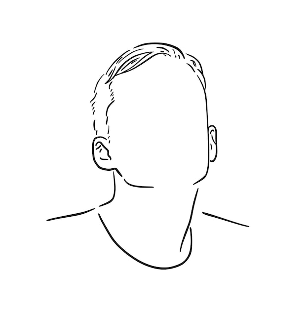 Портрет молодого парня с короткими волосами и раскраской линейной карикатуры на футболке
