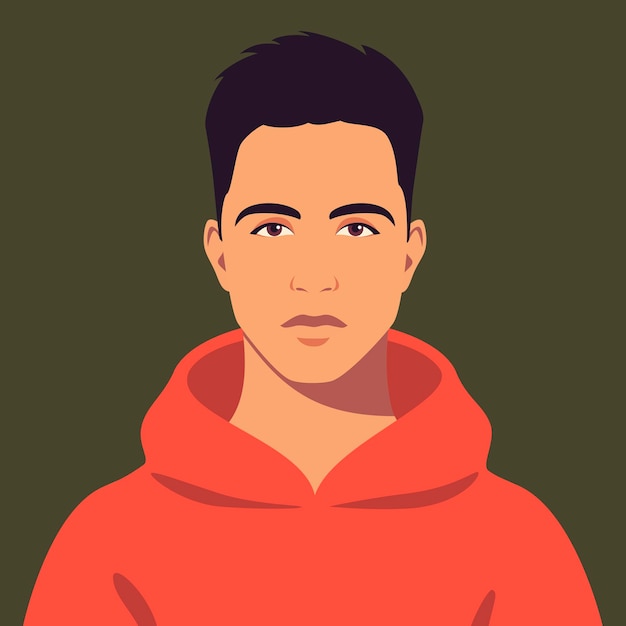 Vector portrait of young man full face