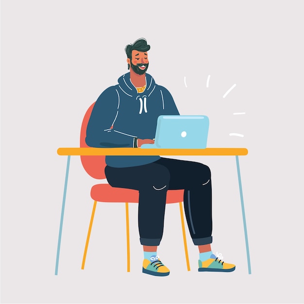 Portrait of young man sitting at his desk in the office