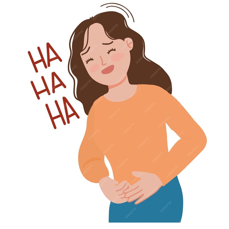 Premium Vector | Portrait of young woman burst out laughing while ...