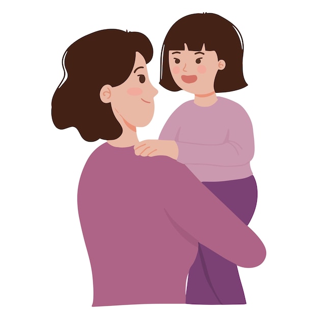 Portrait young woman holding her daughter vector illustration